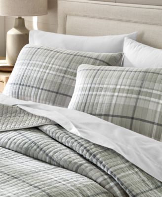 Brushed Cotton Plaid Grey 3-Pc. Quilt Set, Full/Queen, Macy's Exclusive