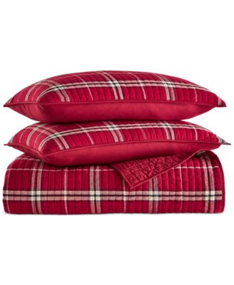 Brushed Cotton Plaid Red 3-Pc. Quilt Set, Full/Queen, Macy's Exclusive