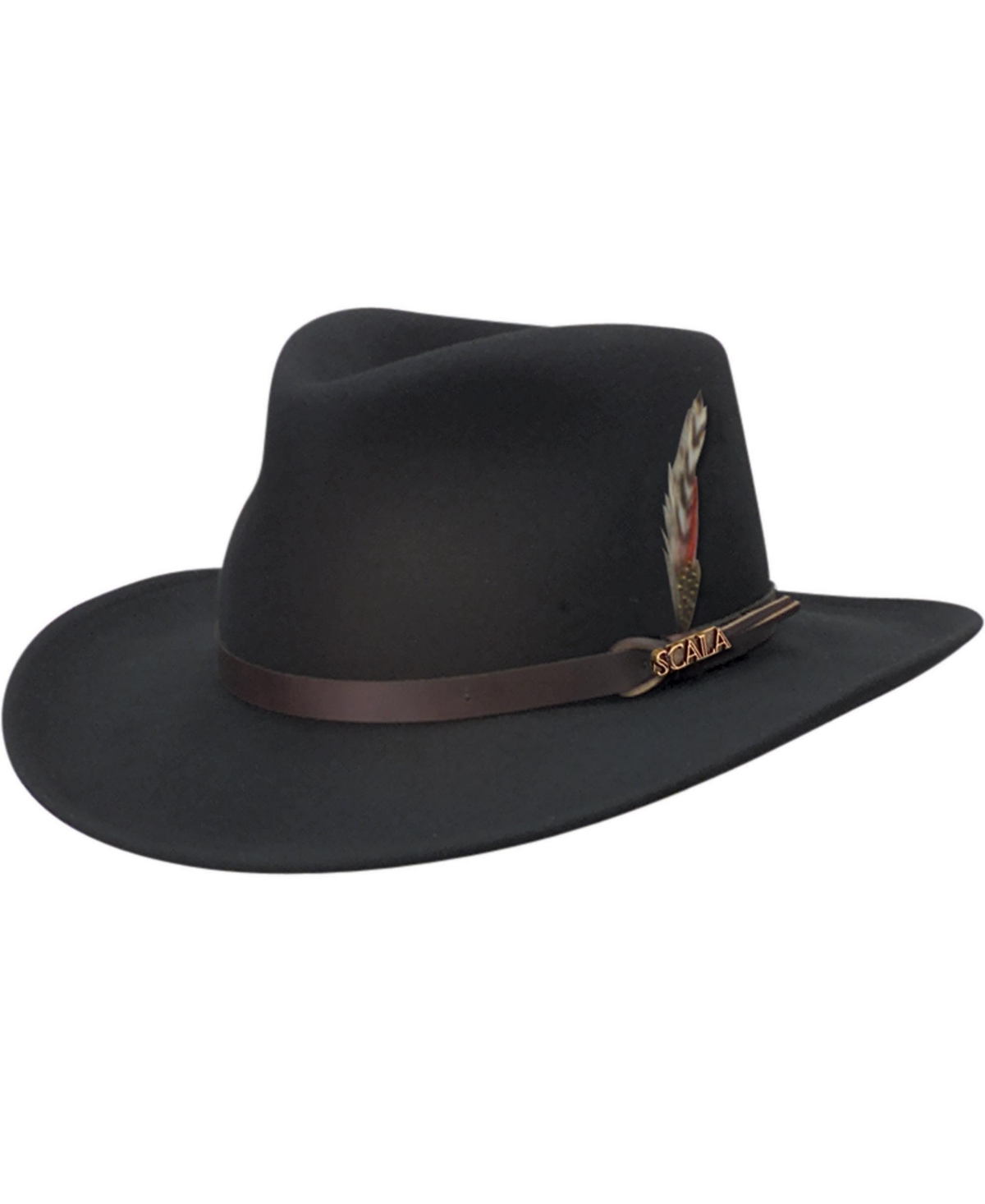 Scala Men's Crushable Felt Outback Hat In Black