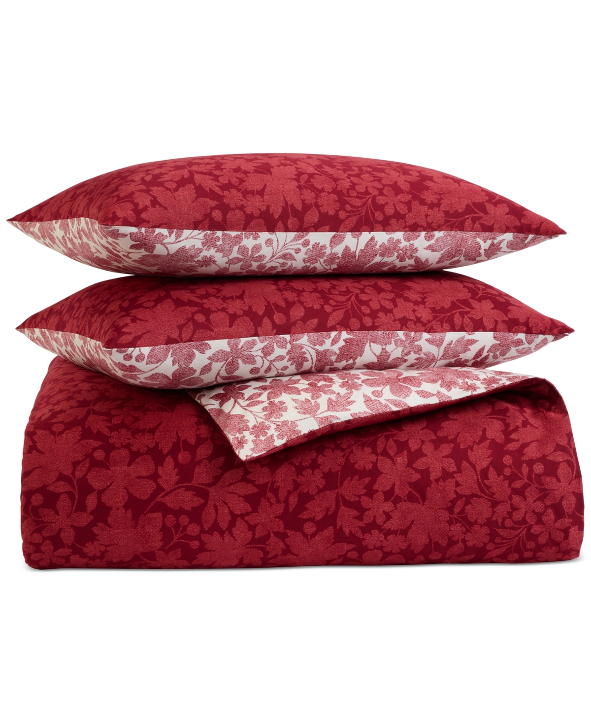 Charter Club Winter Garden Reversible 3-pc. Comforter Set, Full/queen, Macy's Exclusive In Red