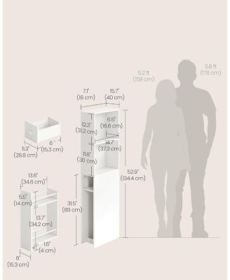 Freestanding Bathroom Cabinet with Drawers & Adjustable Shelf,  White