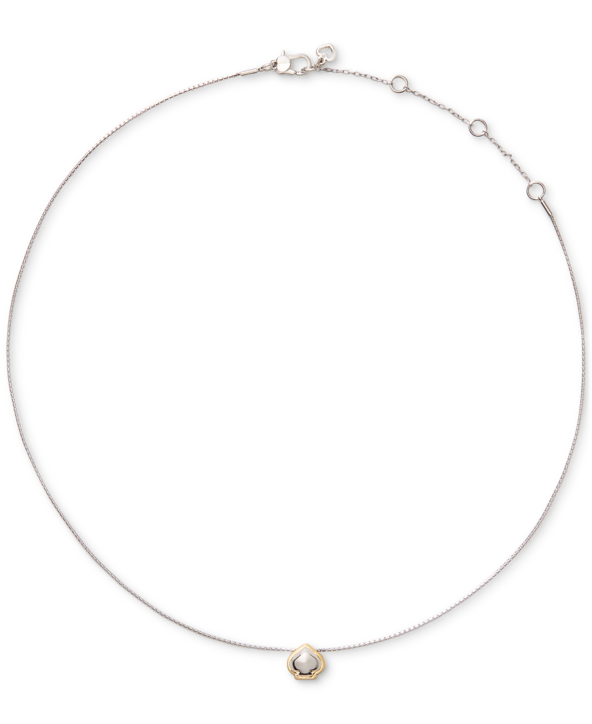 Kate Spade Two-tone Sculpted Spade Mini Pendant Necklace In Metallic