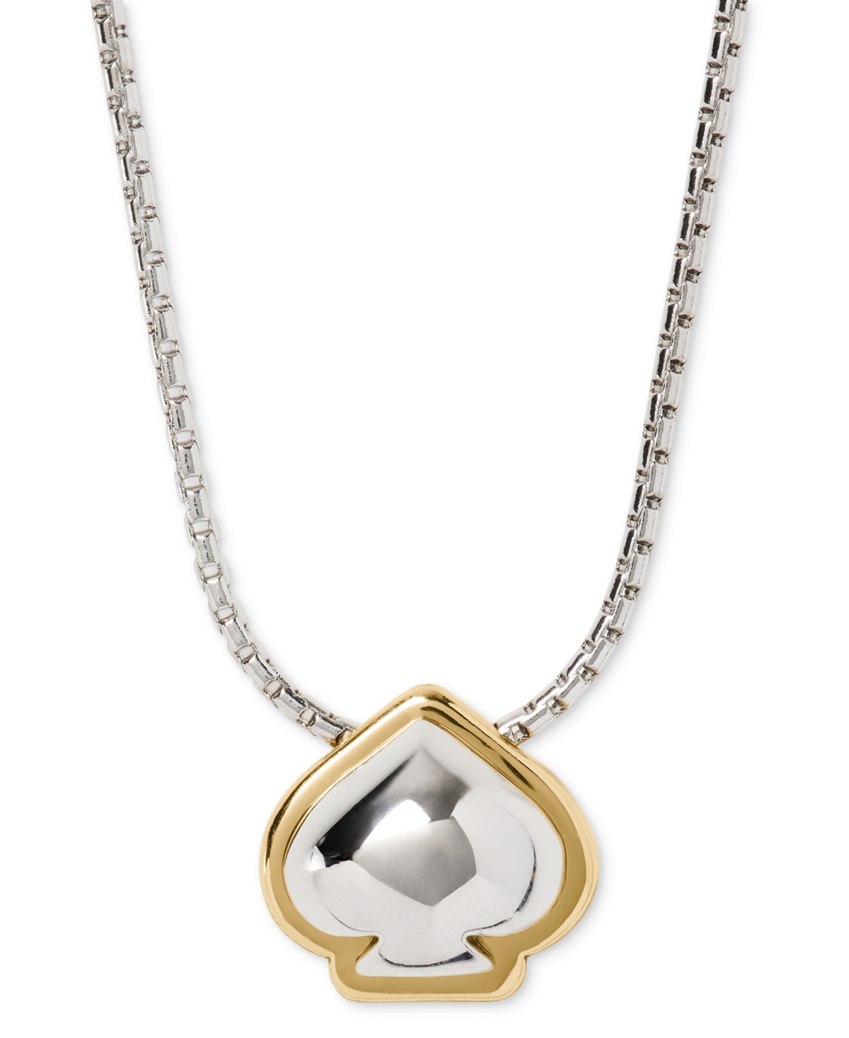 Kate Spade Two-tone Sculpted Spade Mini Pendant Necklace In Metallic
