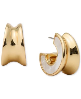 Gold-Tone Bold Tortoise Small Hoop Earrings, 0.82"