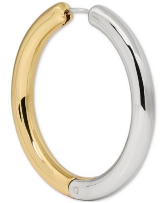 Gold-Tone Interlock Tortoise Medium Hoop Earrings, 1.34"