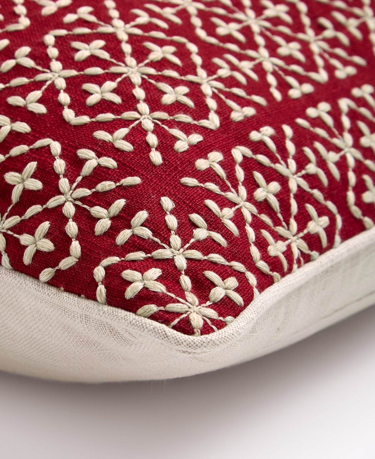 Charter Club Embroidered Tiles Decorative Pillow, 20" X 20", Exclusively At Macy's In Red