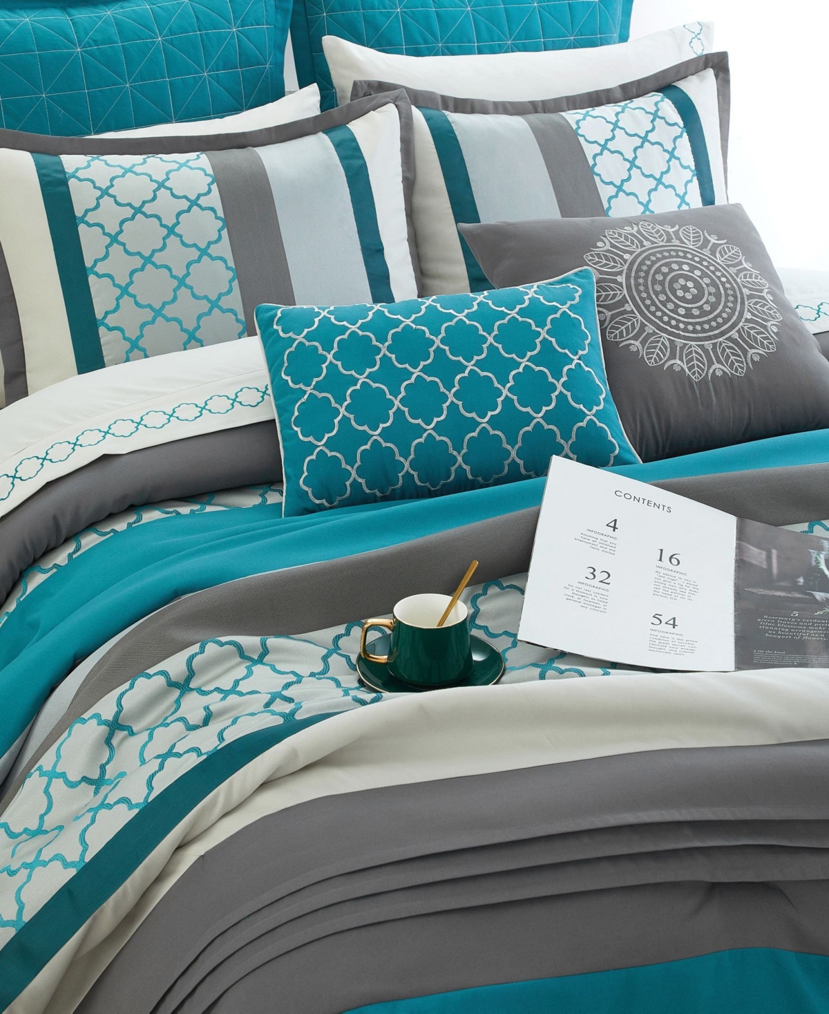Stratford Park Avalon Geometric 16-pc. Comforter Set, King In Gray
