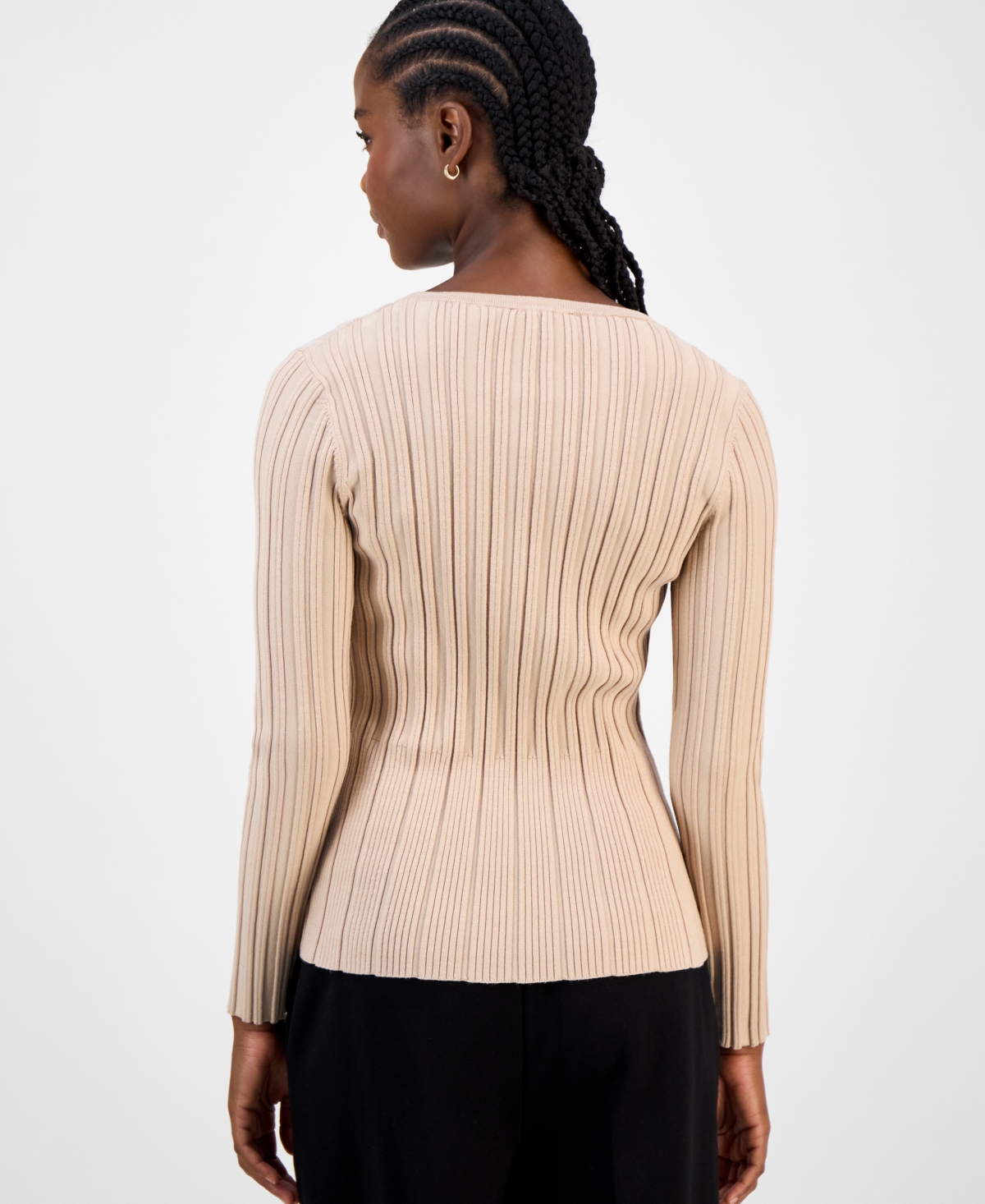 T Tahari Women's Variegated Crewneck Knit Top