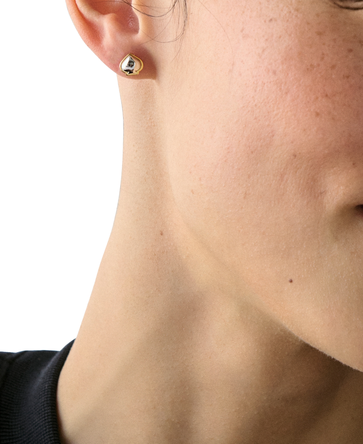 Kate Spade Two-tone Sculpted Spade Mini Stud Earrings In Multi