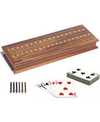 3 Track Sprint Cabinet Cribbage Set with Metal Pegs & 2 Card Decks