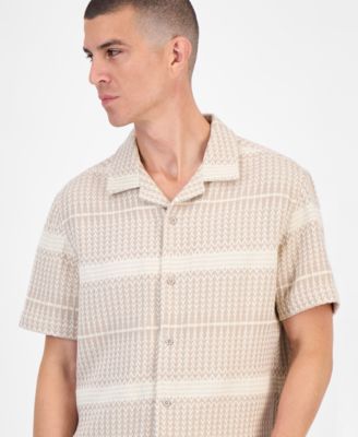Men's Arrow Jacquard Short Sleeve Button-Up Shirt
