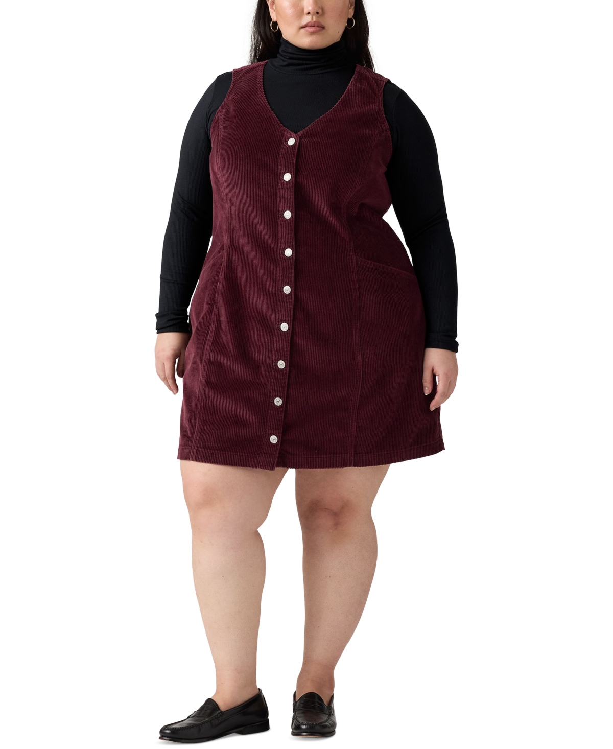 Levi's Plus Size Vianna Cotton Corduroy Dress In Red
