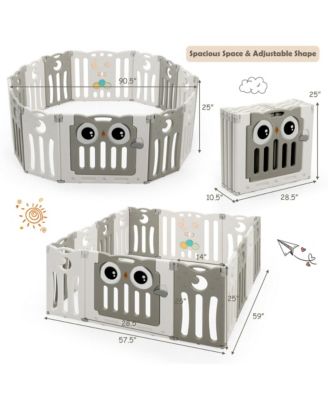 14-Panel Baby Playpen Kids Activity Center Foldable Play Yard w/ Lock Door