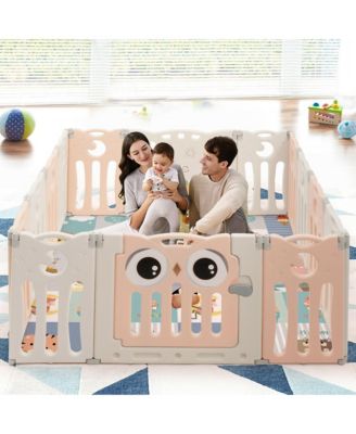 14-Panel Baby Playpen Kids Activity Center Foldable Play Yard w/ Lock Door