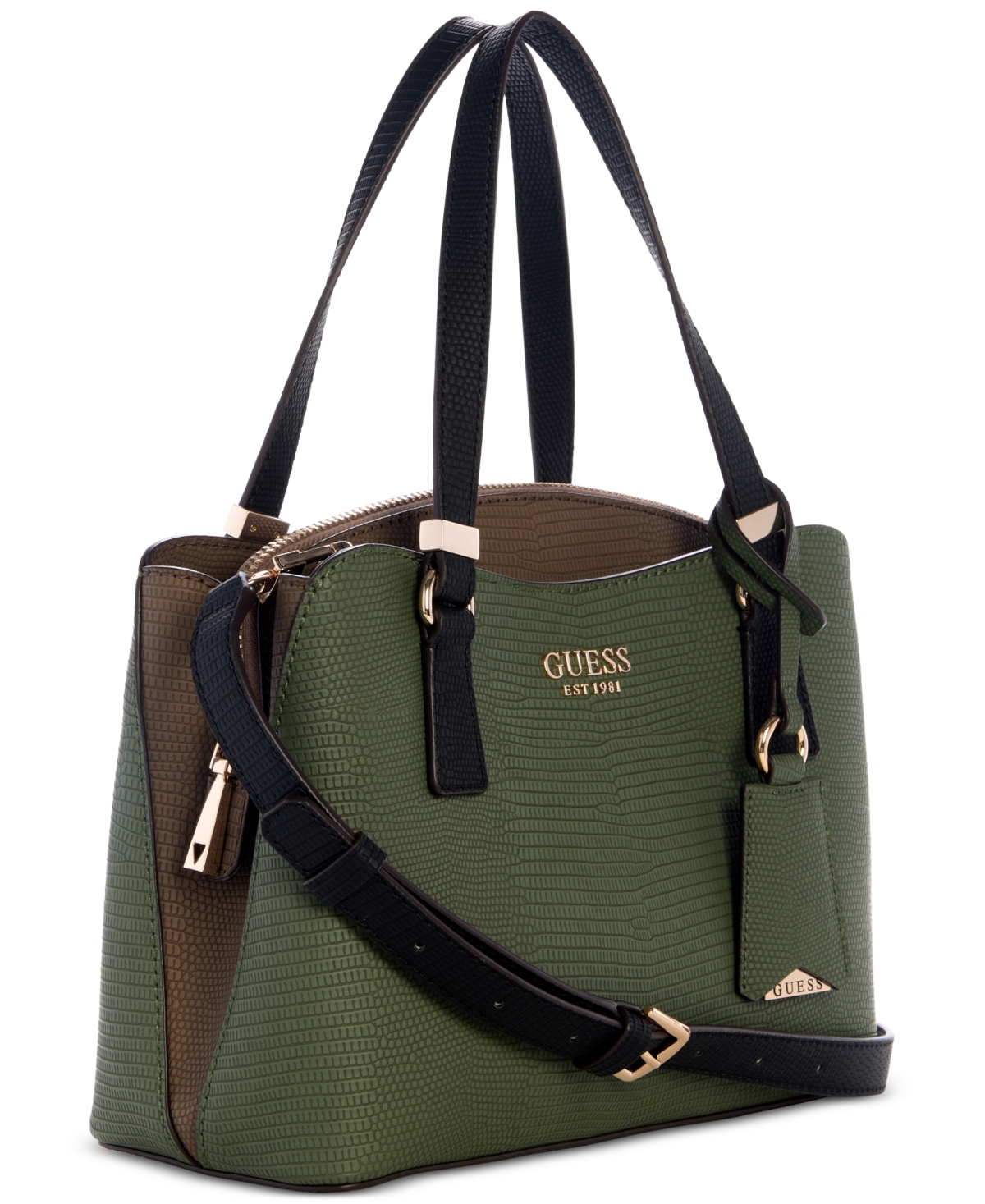 Guess Lyndi Small Triple Compartment Girlfriend Satchel In Green