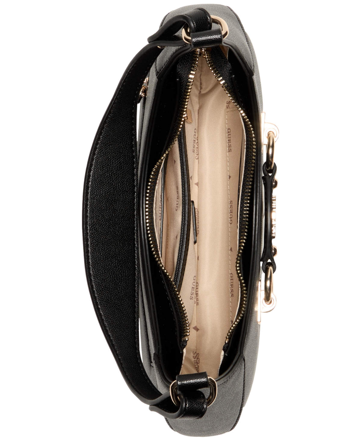 Guess Mimina Small Top Zip Shoulder Bag In Black