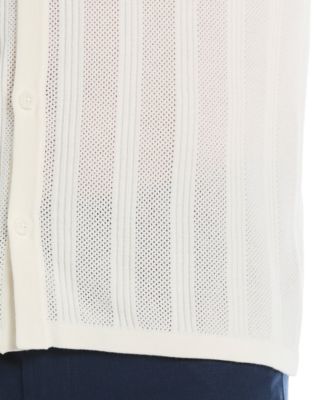 Men's Short-Sleeve Camp-Collar Sweater Button-Front Shirt