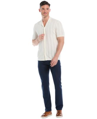 Men's Short-Sleeve Camp-Collar Sweater Button-Front Shirt