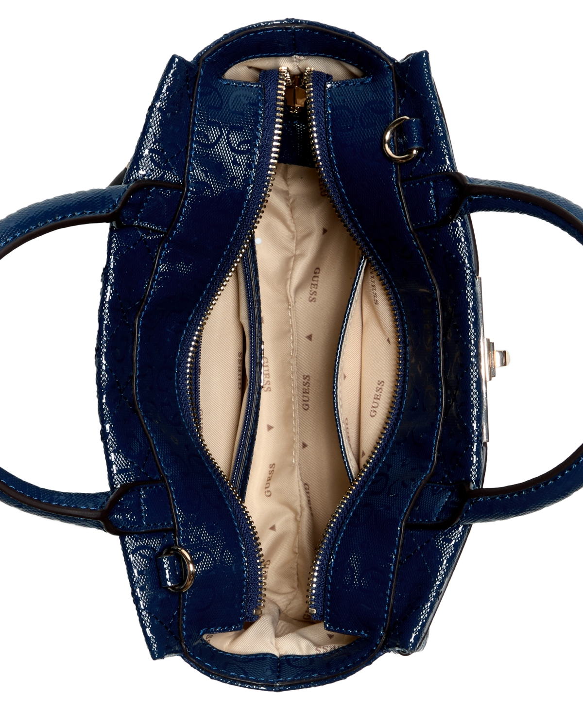 Guess Idra Small Quilted Satchel Bag In Blue