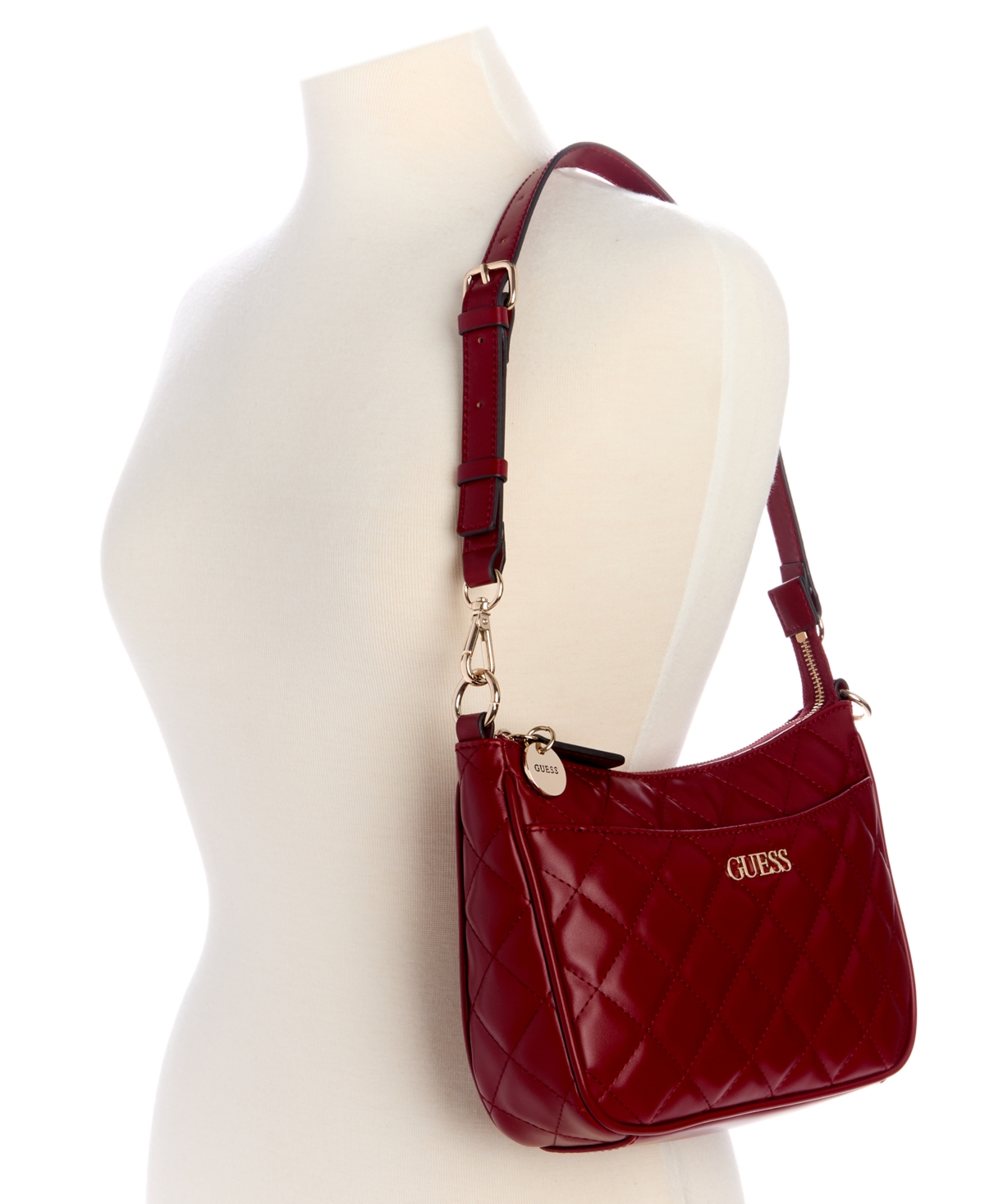 Guess Tinsley Medium Quilted Shoulder Bag In Red