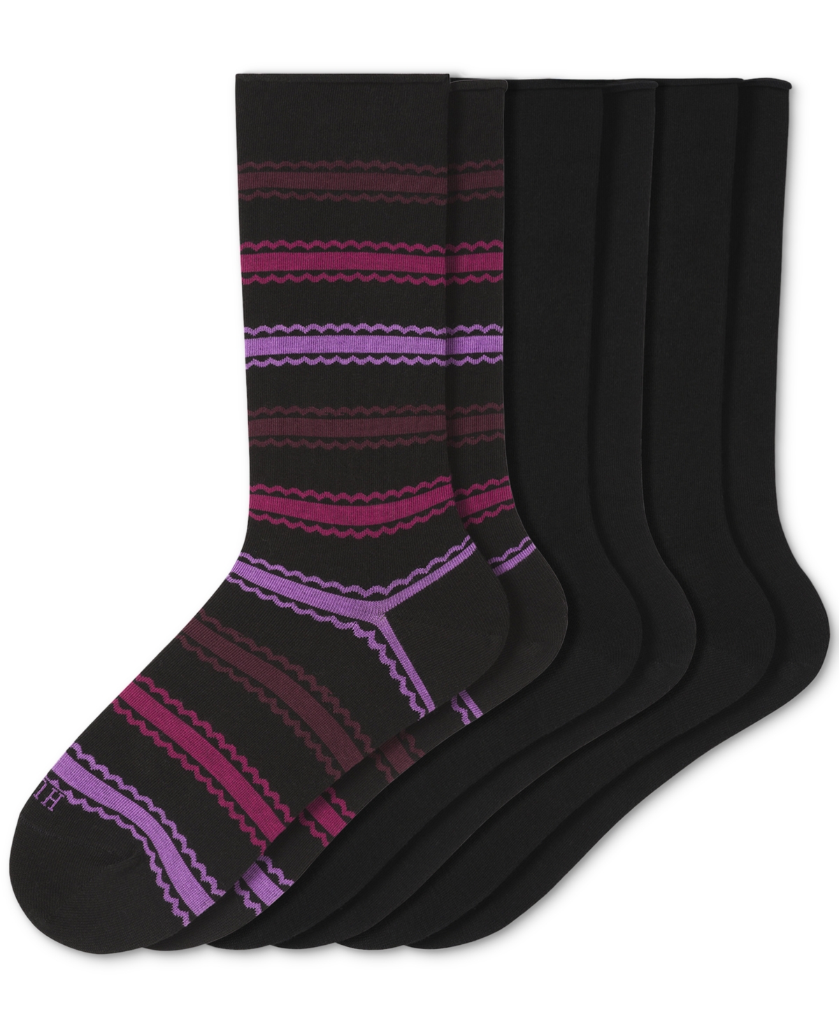 Hue Women's Roll Top Socks 3-pk U6487mp In Black