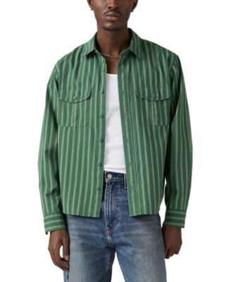 Levi's - Men's Morro Relaxed Fit Cropped Long Sleeve Striped Button-Front Shirt