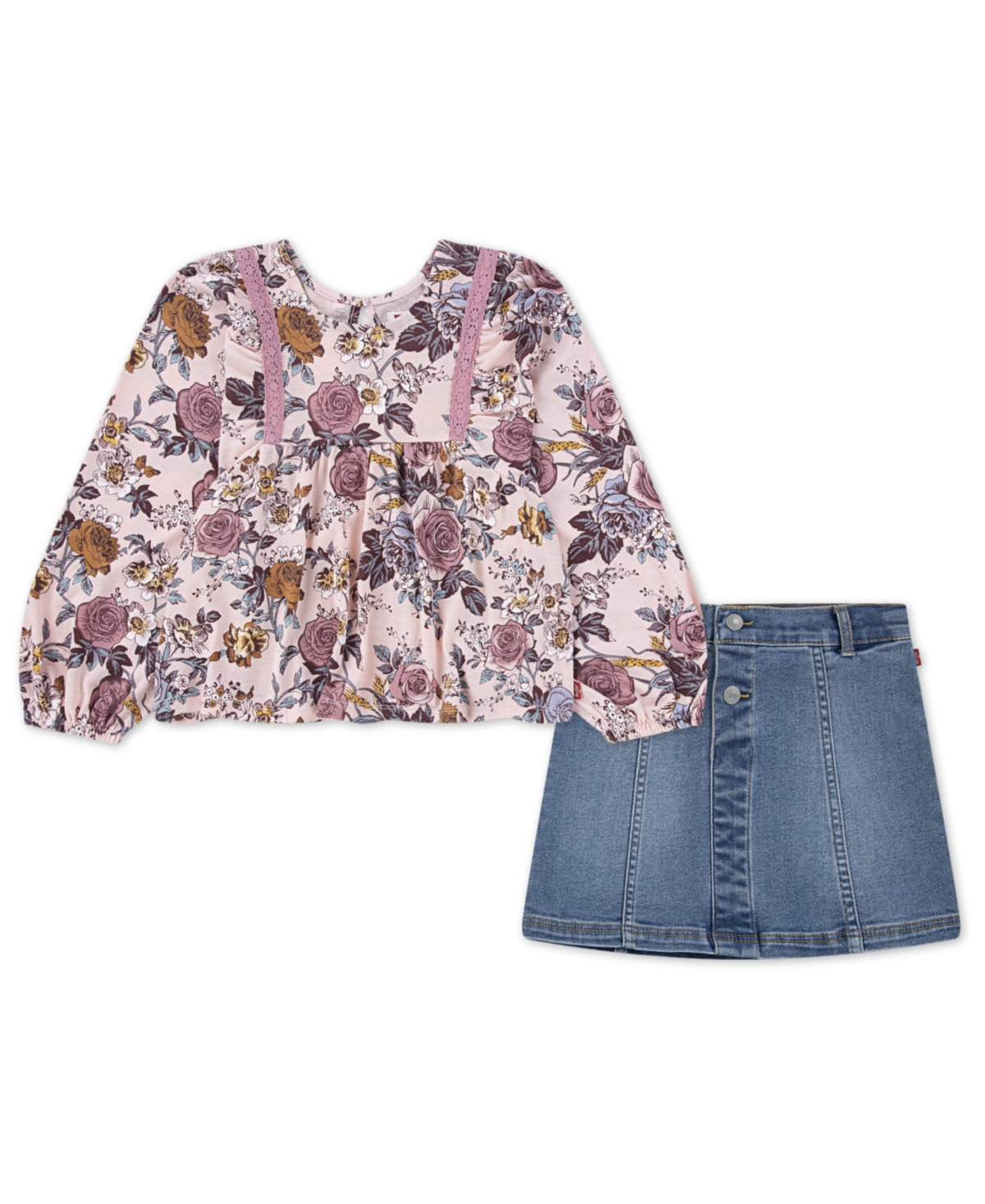 Levi's Toddler Girls 2-piece Boho Top And Denim Skirt Set In Multi