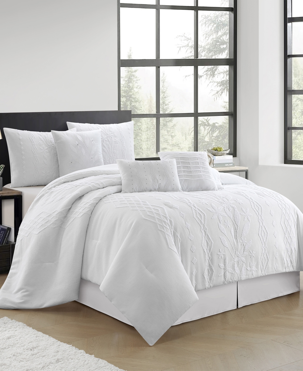 Stratford Park Lexia Leaves 7-pc. Comforter Set, California King In White