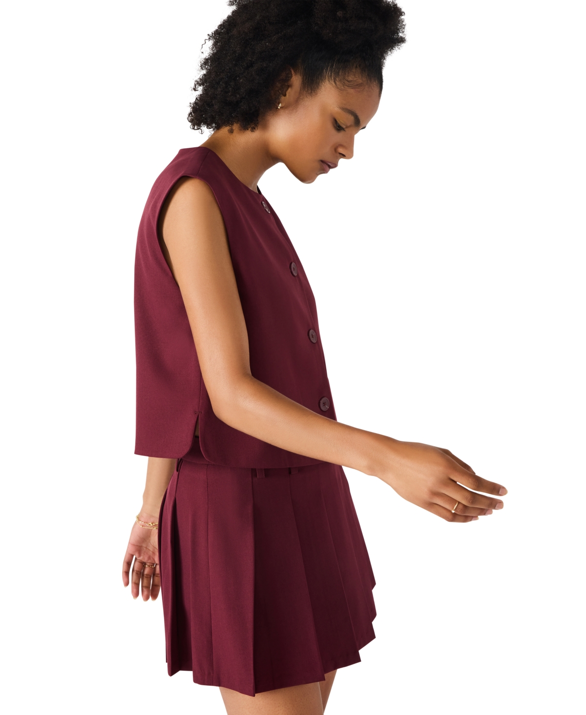 Steve Madden Margo Pleated Miniskirt In Burgundy