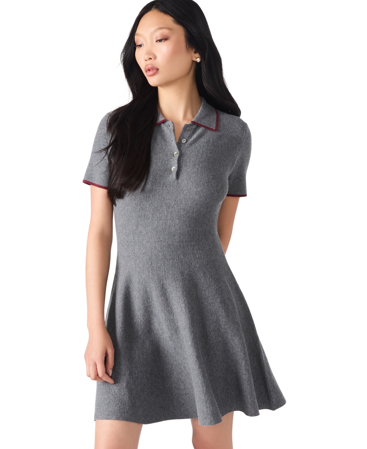 Steve Madden Kristin Polo Sweater Dress In Gray