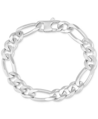 Macy's - Men's Polished Figaro Link Chain Bracelet in Sterling Silver