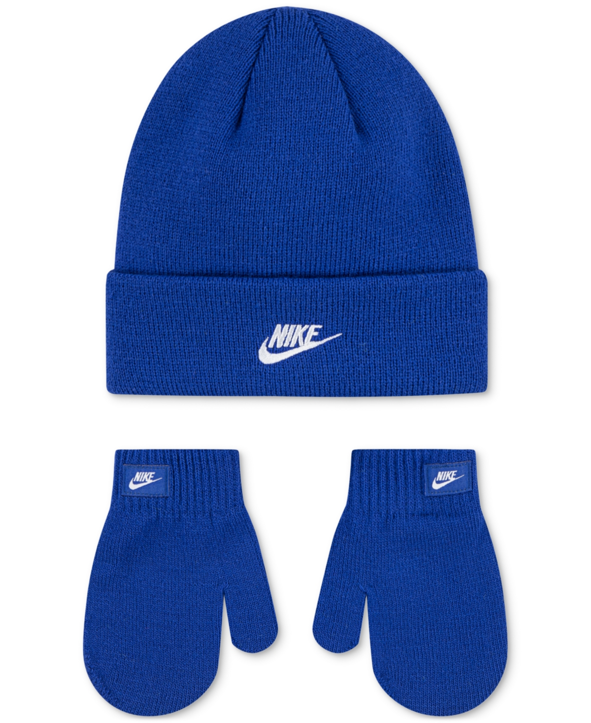 Nike Boys And Girls 2t-5t Nan Futura Beanie Hat & Mittens Set In Blue