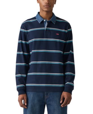 Levi's - Men's Relaxed-Fit Long Sleeve Striped Rugby Shirt
