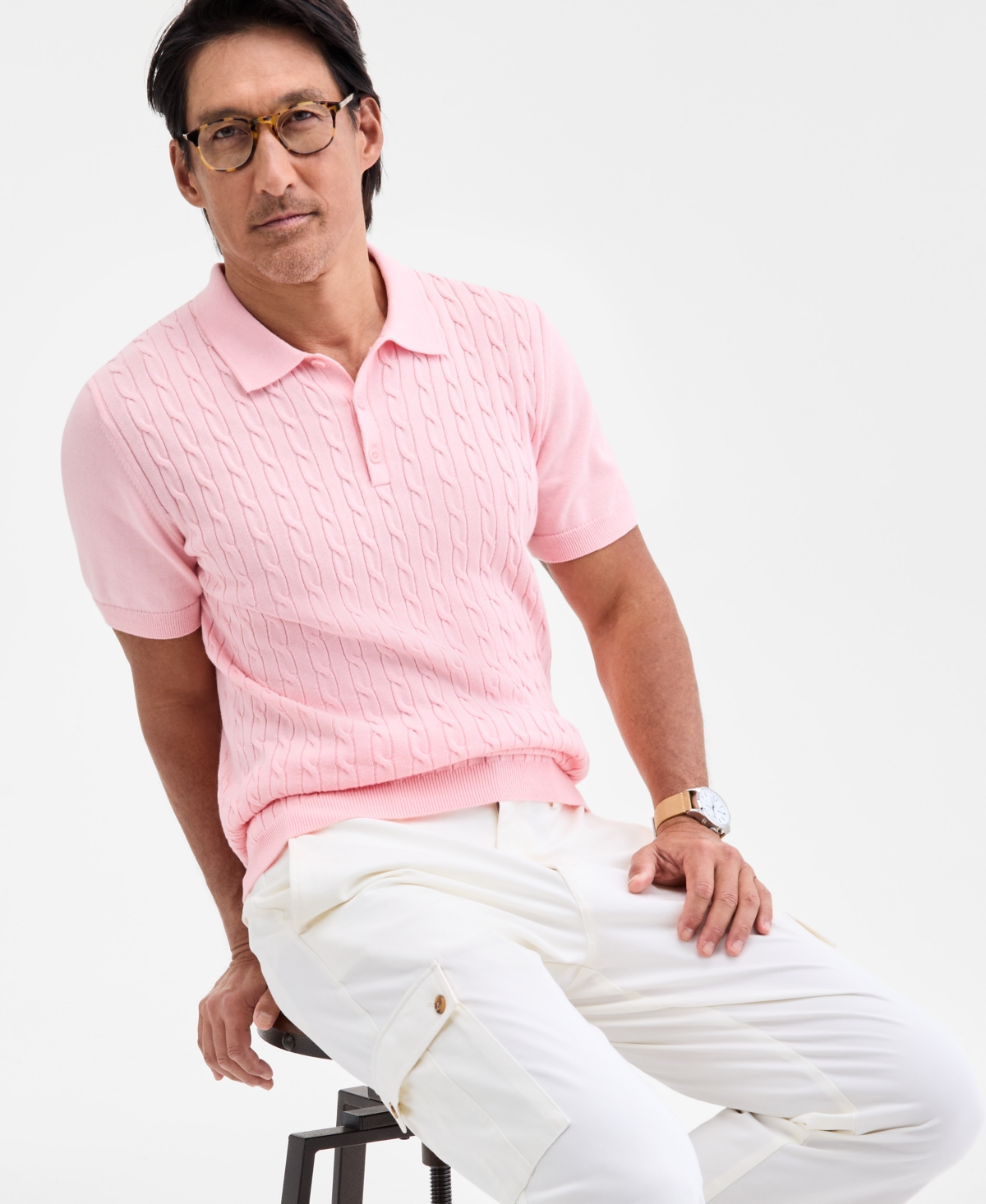 Club Room Men's Regular-fit Sweater-knit Polo Shirt, Created For Macy's In Pink