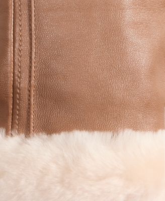 Sheepskin-Cuff Leather Gloves