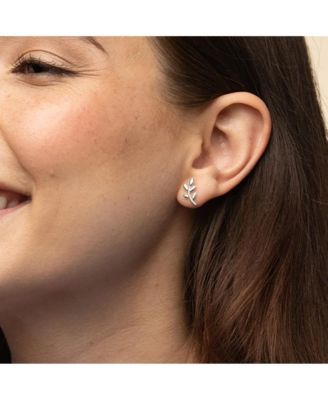 Sterling Silver Olivia Leaf Necklace & Stud Earrings Set