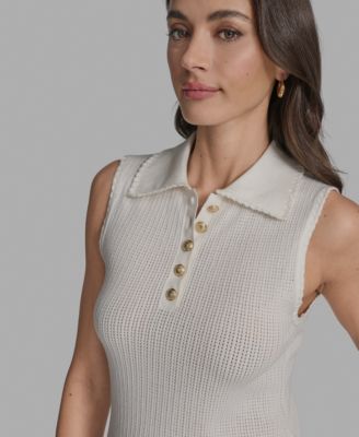 Women's Cotton Collared Sleeveless Knit Top