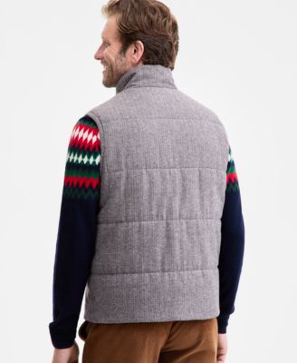 Men's Tweed Herringbone Button-Front Padded Vest, Macy's Exclusive
