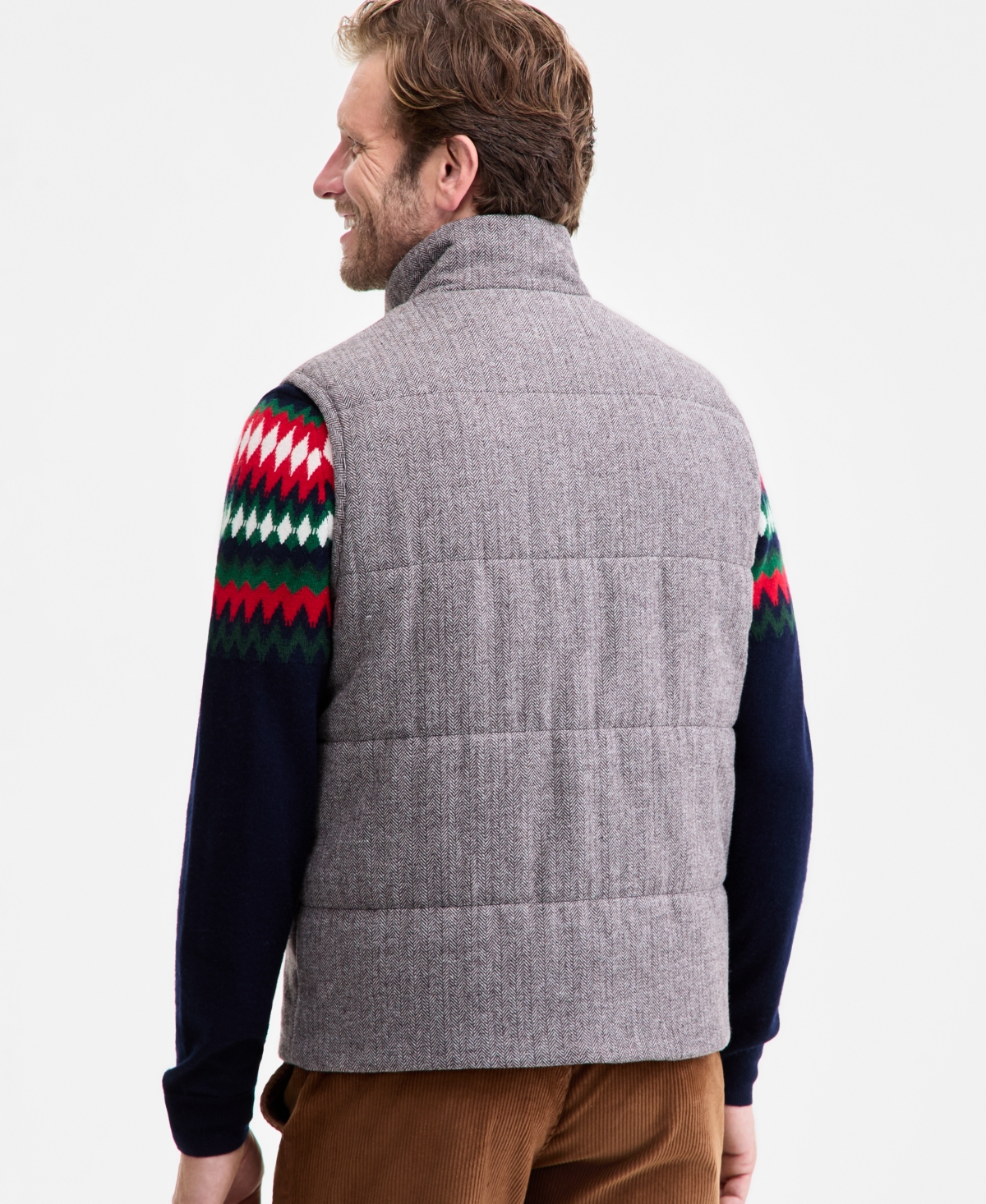 Club Room Men's Tweed Herringbone Button-Front Padded Vest, Macy's Exclusive