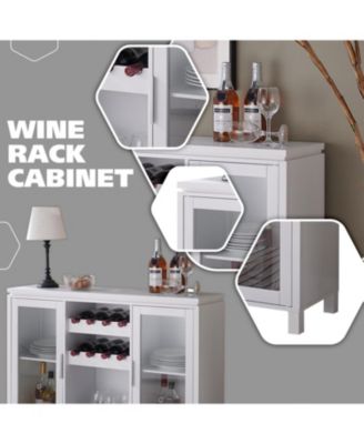 Neiman Buffet Sideboard Wood Wine Rack Cabinet Table with 2 Wine Shelf to Hold 8 Bottles