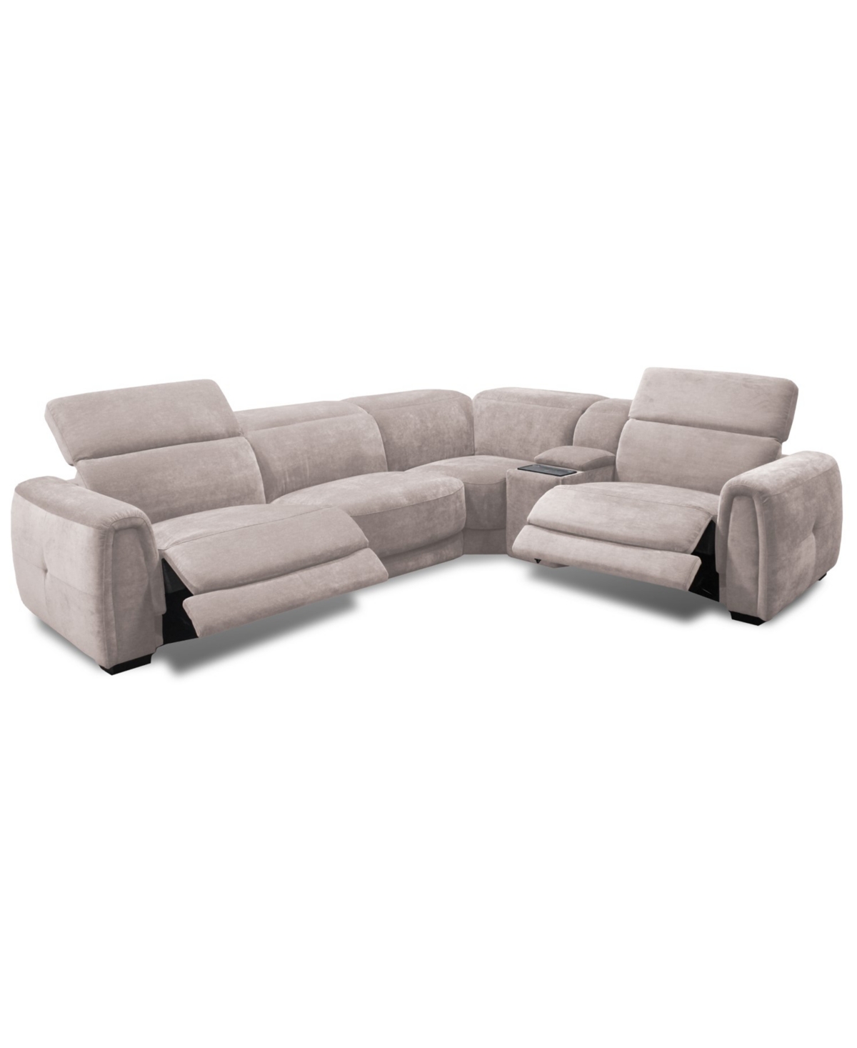 Macy's Brownell 5-pc. L-shape Sectional With 2 Power Motion Chairs & 1 Console, Exclusively At  In Pink
