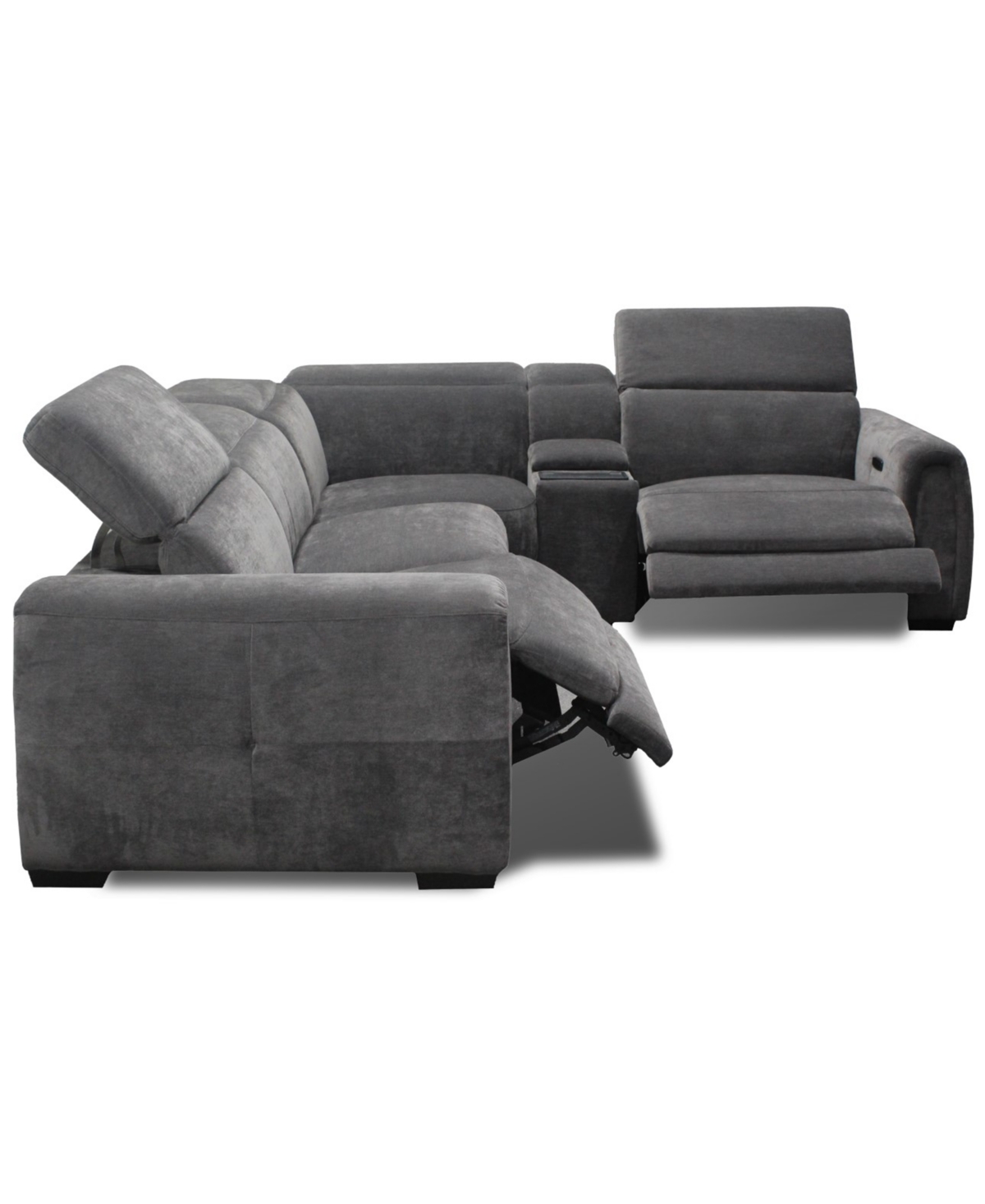 Macy's Brownell 5-pc. L-shape Sectional With 3 Power Motion Chairs & 1 Console, Exclusively At  In Gray