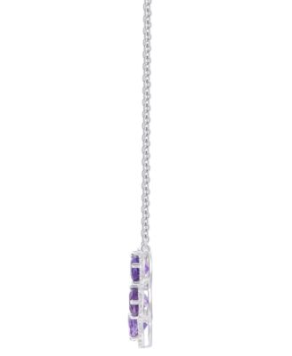 Amethyst (3-1/4 ct. t.w.) & Lab Grown White Sapphire (5/8 ct. t.w.) Five Stone Halo 17" Collar Necklace in Sterling Silver (Also in Citrine & Blue Topaz