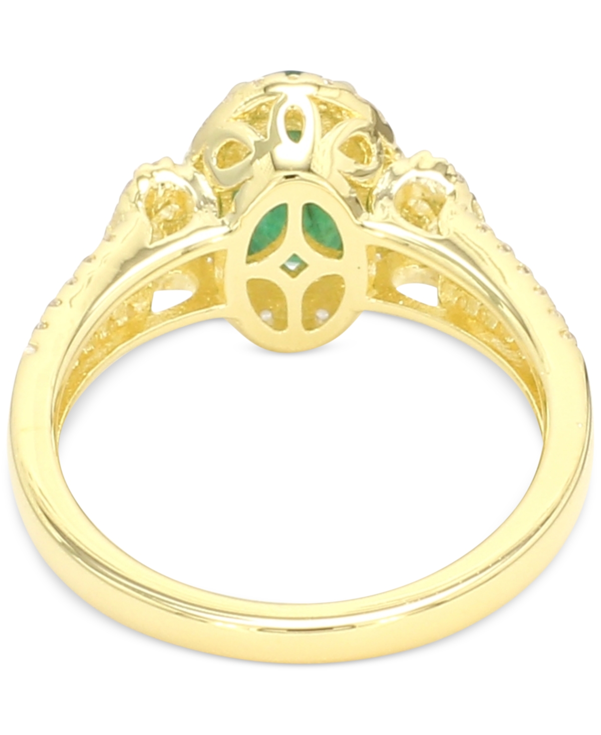 Macy's Emerald (1-1/4 Ct. T.w.) & White Sapphire (1/3 Ct. T.w.) Oval Halo Ring In 14k Gold-plated Sterling  In Green
