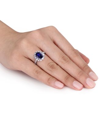 Gemstone & Diamond Accent Halo Ring in Sterling Silver