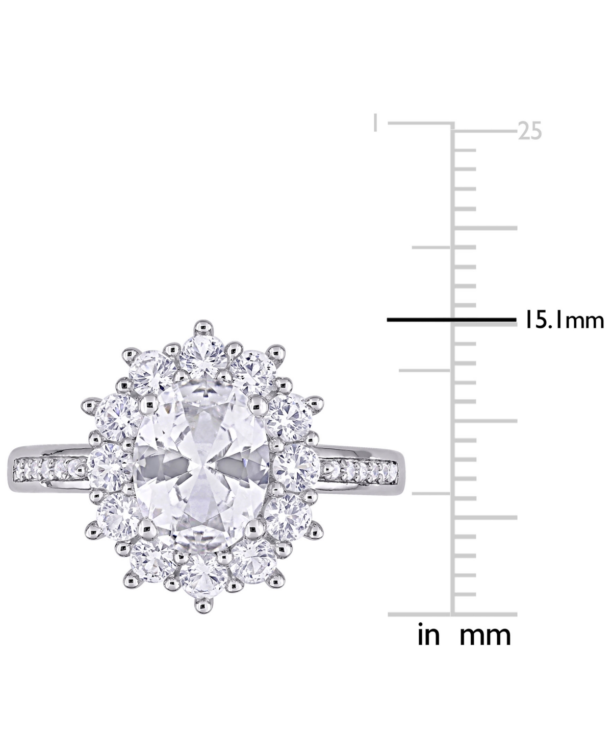 Macy's Gemstone & Diamond Accent Halo Ring In Sterling Silver In Silver