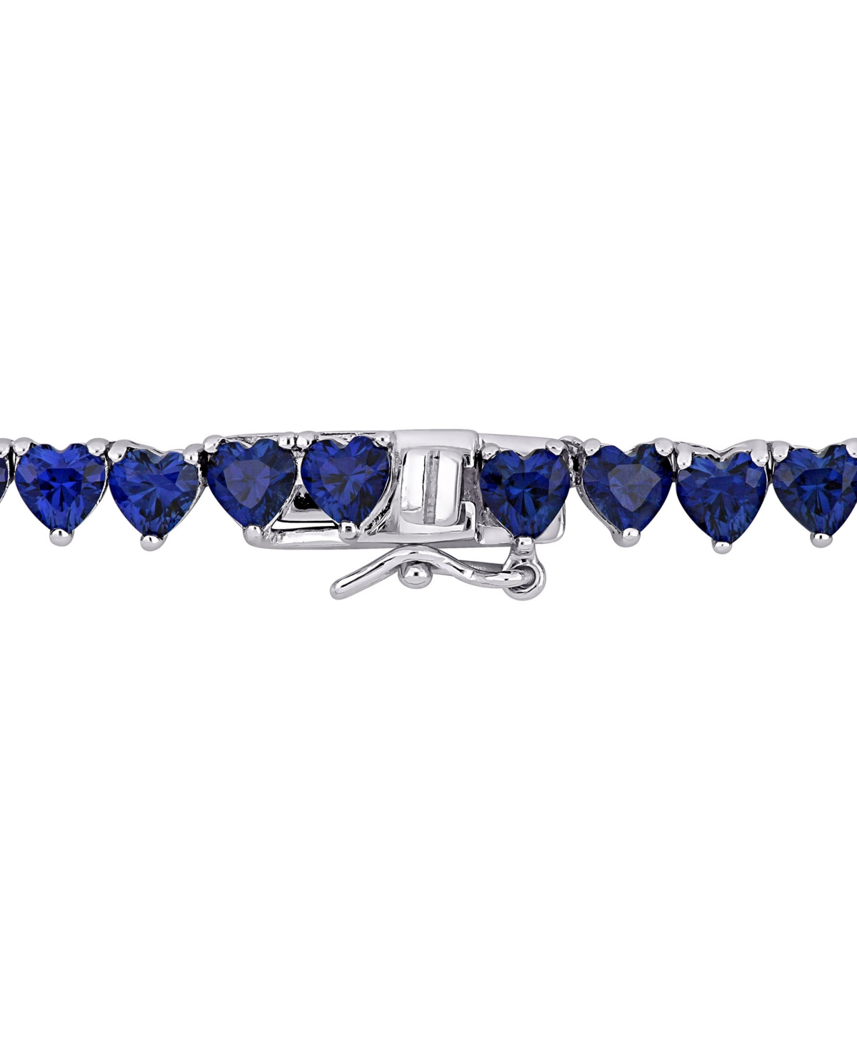 Macy's Lab-created Gemstone 18" Collar Necklace In 18k Gold Plated Over Sterling Silver In Blue