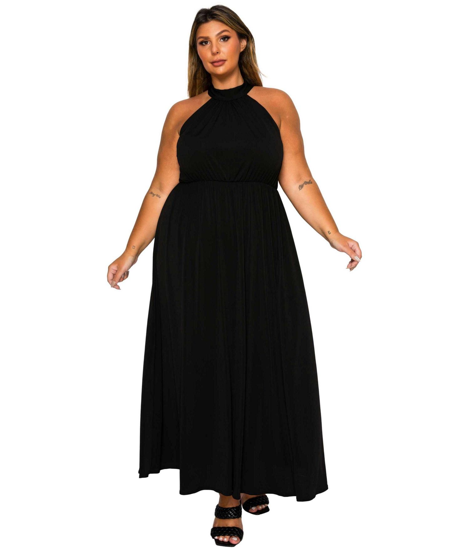 Женское платье L I V D Plus Size Cassia Halter Neck, цвет: Чёрный — фото 1