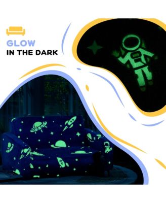 2 in 1 Kids Sofa Chair, Toddler Couch with Glow in The Dark Cosmic Patten, Washable Cover