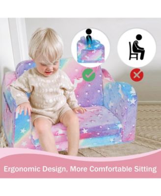 Perfect Sleeper Extra Convertible Sofa to Lounger, Comfy 2-in-1 Flip Open Couch Sleeper for Kids Pink Small Sofa